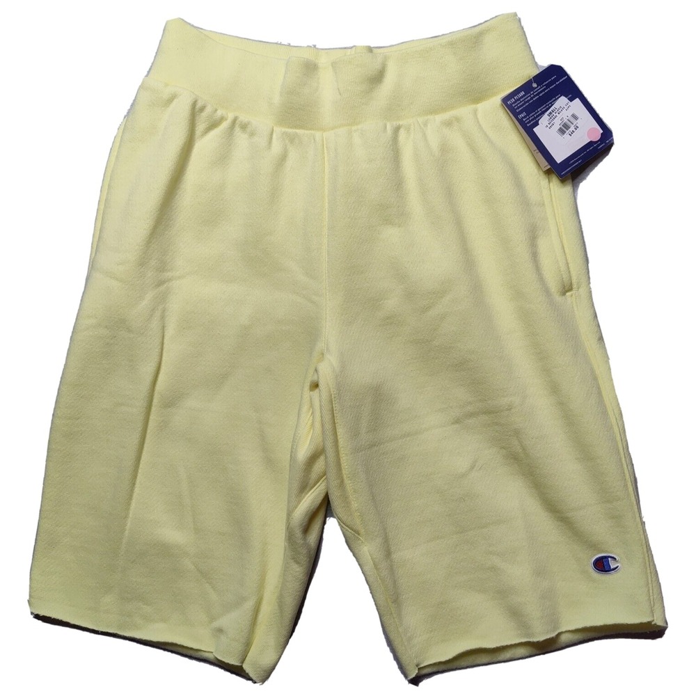 CHAMPION Reverse Weave Men Small Lemon Glacier  Cut Off 11" Sweat Shorts‎ NEW